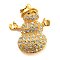 Christmas Theme Alloy Crystal Rhinestone Brooches, for Backpack Clothes, Snowman, Golden, 54x43mm