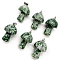 Natural Green Spot Jasper Pendants, Mushroom Charms, with Platinum Tone Metal Findings, 20x15mm
