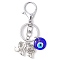 Alloy Keychain, with Lampwork Evil Eye Pendants and Alloy Lobster Claw Clasp Keychain, Blue, 8.85cm