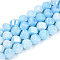 Anti-Tarnish Electroplate Glass Beads Strands, Imitation Gemstone, Twist, AB Color Plated, Faceted, Two Tone, Light Sky Blue, 7~8x7~8x7~8mm, Hole: 1~1.2mm, about 50~54pcs/strand, 14.76~15.16''(37.5~38.5cm)