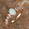 Alloy Finger Rings, with Brass Micro Pave Cubic Zirconia and Opal Finding, Oval, US Size 9(18.9mm)