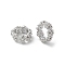 Brass Micro Pave Cubic Zirconia Daisy Spacer Beads, Cadmium Free & Nickel Free & Lead Free, Platinum, 9.5x3.8mm, Hole: 6mm