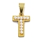 Ion Plating(IP) 304 Stainless Steel Pendants, with ABS Imitation Pearl, Letter T, 17x12x3.5mm, Hole: 6x3mm