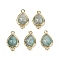 Natural Amazonite Faceted Connector Charms, Rack Plating Brass Teardrop Links, Golden, 16.5x9.5x4mm, Hole: 1.4mm