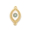 Brass Micro Pave Clear Cubic Zirconia Connector Charms, with Shell, Real 18K Gold Plated, Horse Eye, 18.5x10x2.5mm, Hole: 1.2mm