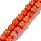 Handmade Lampwork Beads Strands, Rarrel, Orange Red, 6x6mm, Hole: 1mm, about 63pcs/strand, 15.16''(38.5cm)