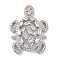 Rack Plating Brass Clear Cubic Zirconia Turtle Connector Charms, Long-Lasting Plated, Lead Free & Cadmium Free, Platinum, 28x21.5x5.5mm, Hole: 1.2mm