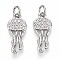 Brass Micro Pave Cubic Zirconia Pendants, Cadmium Free & Lead Free, Jellyfish Charms, with Jump Ring, Platinum, 18x8x2.5mm, Hole: 3mm