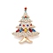 Christmas Tree Alloy Rhinestone Lapel Pins for Clothes, Colorful, 52.5x39mm
