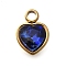 304 Stainless Steel with Rhinestone Pendants, Ion Plating(IP), Heart, Capri Blue, 9.5x6.5x4.5mm, Hole: 1.6mm