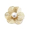 Brass Cabochons, with ABS Imitation Pearls, Long-Lasting Plated, Nickel Free, Flower, Real 18K Gold Plated, 32.5x34.5x10.5mm