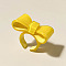 Resin Open Cuff Rings for Women, Bowknot, Gold, Inner Diameter: 18mm