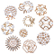 10Pcs 10 Styles Retro Flower Alloy Rhinestone Brooches for Women, with Imitation Pearl, Light Gold, 25~50x10~50x6~16mm, 1pc/style