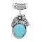 Synthetic Turquoise Pendants, with Crystal Rhinestone and Alloy Settings, Oval with Flower, Antique Silver, 75mm, Hole: 7.5x5mm