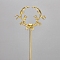 Iron Hair Stick Findings, with Alloy Cabochons Setting, Antler, Golden, Tray: 10mm, 158x55x11mm