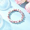 Handmade Flower Printed Porcelain Ceramic Beaded Stretch Bracelets, Round, Camellia, Inner Diameter: 2-3/8 inch(6.1cm)