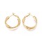Twist Brass Hoop Earrings, Nickel Free, Real 18K Gold Plated, 35~36x30x8mm