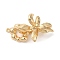 Brass Fold Over Clasps, Long-lasting Plated, Flower, Real 18K Gold Plated, 34mm, Hole: 1.2mm