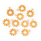 Alloy Enamel Charms, Daisy, Golden, Orange, 15x11.5x2mm, Hole: 1.4mm
