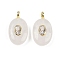 Natural Quartz Crystal & Cubic Zirconia Pendants, Oval Charms with Brass Loops, Golden, 21.5x13x6.5mm, Hole: 1.8mm