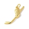 Brass Pendants, Hockey Stick with Gloves Charms, with Jump Ring, Lead Free & Cadmium Free, Long-lasting Plated, Real 18K Gold Plated, 21x16x3.5mm, Hole: 3.5mm