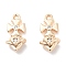 Micro Pave Clear Cubic Zirconia Pendants, Cross Charms, Real 18K Gold Plated, 13.5x7x6mm, Hole: 1.4mm