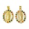 Brass Micro Pave Colorful Cubic Zirconia Pendants, Real 18K Gold Plated, Huamn, Oval, 28.5x19.5x2mm, Hole: 4x3mm