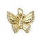 Brass Micro Pave Clear Cubic Zirconia Pendants, Butterfly, Real 18K Gold Plated, 15.5x18x2.5mm