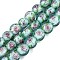 Luminous Handmade Lampwork & Glitter Powder Beads Strands, Round, with Inner Flower, Glow in the Dark, Turquoise, 9.5~10mm, Hole: 1~1.6mm, about 40pcs/strand, 13.78~14.37 inch(35~36.5cm)