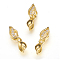 Long-Lasting Plated Brass Micro Pave Cubic Zirconia Ice Pick Pinch Bails, Real 18K Gold Plated, 18mm, Hole: 2x4mm, 10x6x3.5mm, Pin: 0.7mm