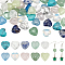 50Pcs 10 Styles Natural & Synthetic Gemstone Beads, Heart, 9.5~1.5x9.5~10.5x4.5~5.5mm, Hole: 1mm, 5pcs/style