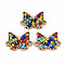 Alloy Enamel Links Connectors, with Glass Seed Beads, Light Gold, Butterfly, Colorful, 14x20x3mm, Hole: 1.6mm