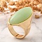 Resin Horse Eye Finger Rings, Golden Tone Alloy Statement Rings for Women, Dark Sea Green, US Size 8 1/2(18.5mm), Horse Eye: 37x13mm