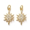 Brass Micro Pave Clear Cubic Zirconia Pendants, with Jump Rings, Star, Golden, 17x10x2mm, Hole: 3mm