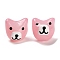 Handmade Lampwork Beads, with Enamel, Dog, Pink, 14~14.5x14.5x14~14.5mm, Hole: 1.4mm