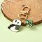 Panda Alloy Enamel Pendant Decorations, with Alloy Swivel Clasps, Light Gold, 62mm
