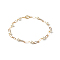 Glass Pearl Beaded Necklaces, with Iron Paperclip Chains, Golden, White, 16.30 inch(41.4cm)