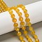 Natural Yellow Agate Beads Strands, Flat Round, Faceted, with Seed Beads, 8x8x5mm, Hole: 0.9mm, about 40~41pcs/strand, 15.43~15.55''(39.2~39.5cm)