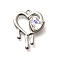 304 Stainless Steel Pendants, with Rhinestone, Stainless Steel Color, Heart, Crystal AB, 25.5x19.5x5.5mm, Hole: 2mm