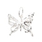 925 Sterling Silver Pave Clear Cubic Zirconia Hollow Butterfly Pendants, with Jump Rings, Silver, 13.5x16x2mm, Hole: 4.5mm