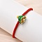 Christmas Nylon Cord Bracelets, Brass Enamel Charms Jewelry for Women, Rack Plating, Long-Lasting Plated, Cadmium Free & Lead Free, Christmas Tree, 6-1/2 inch(16.5cm), Beads: 14.5x13x10mm