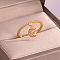 Brass Micro Pave Cubic Zirconia Finger Rings for Women, Golden, Moon, 12x5mm, US Size 6(16.5mm)