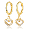 S925 Sterling Silver Heart Earrings, with Clear Cubic Zirconia, Golden