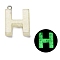 Luminous Resin Pendants, Glow in the Dark, with Platinum Plated Loop, Letter, Letter H, 23.5x18x5.5mm, Hole: 1.8mm