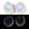 Handmade Luminous Polymer Clay Rhinestone Beads, with Acrylic Daisy Flower & Glass Oval Cabochons, Pen Focal Beads, Sky Blue, 25.5~26x21.5~22x17mm, Hole: 2mm