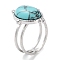 304 Stainless Steel Ring, Adjustable Synthetic Turquoise Rings, Oval, 15.5x21.5mm, Inner Diameter: Adjustable