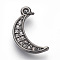 Brass Micro Pave Cubic Zirconia Charms, Lead Free & Cadmium Free, Moon, Gunmetal, 14x8x1.5mm, Hole: 3mm