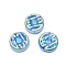 UV Plating Transparent Glass Beads, Iridescent, Flat Round, with Enamel, Royal Blue, 15x8.5mm, Hole: 1.2mm