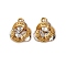 Brass Micro Pave Cubic Zirconia Charms, Nickel Free, Real 18K Gold Plated, 12x10x5mm, Hole: 1.2mm