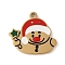 Christmas Theme Ion Plating(IP) 304 Stainless Steel Enamel Pendants, Golden, Snowman, 13.5x15x1.5mm, Hole: 1.2mm